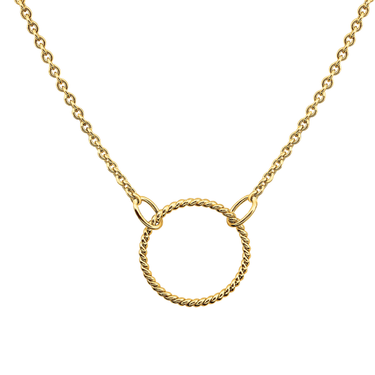 Golden Open Circle Rope Twist 18” Necklet on a white background