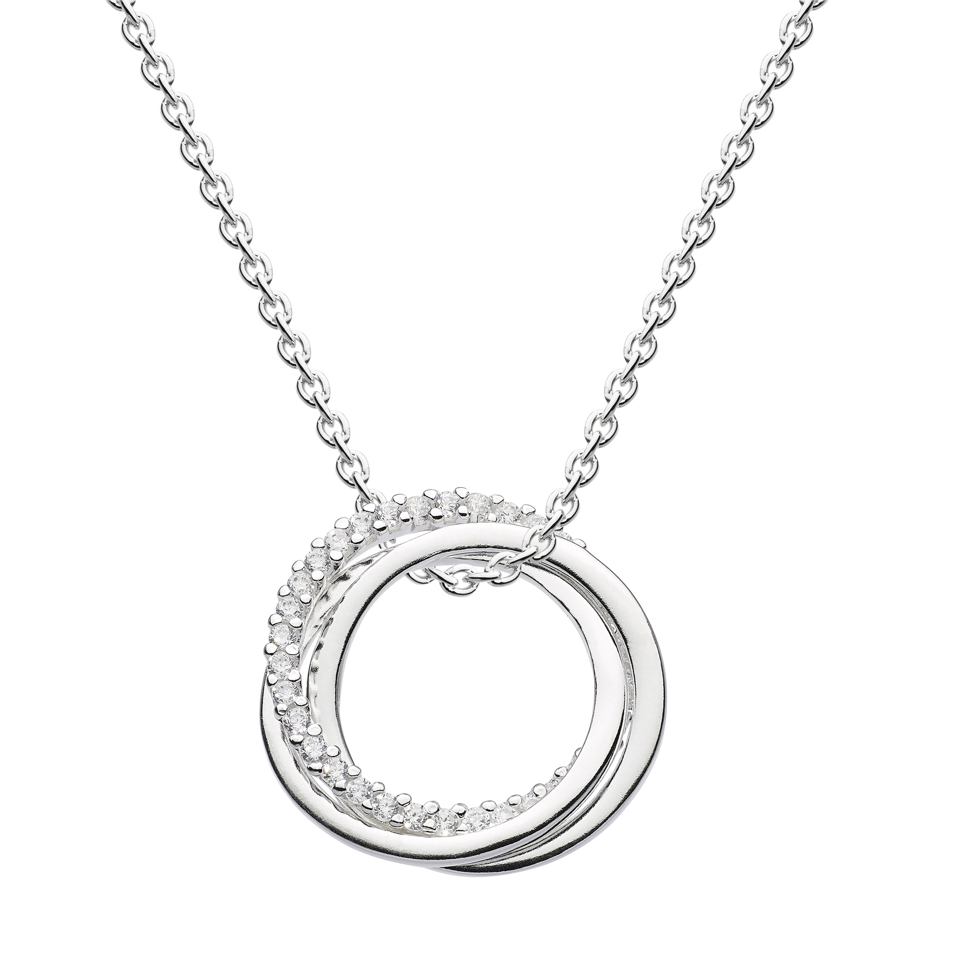 Triple Rings Cubic Zirconia Silver Necklace