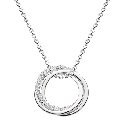 Triple Rings Cubic Zirconia Silver Necklace