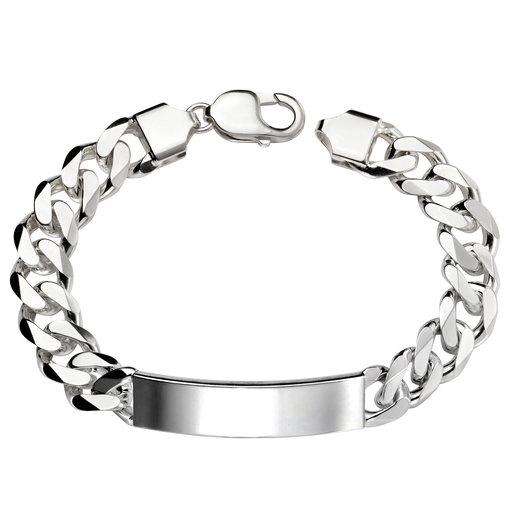 Silver chain bracelet with a clasp on a white background