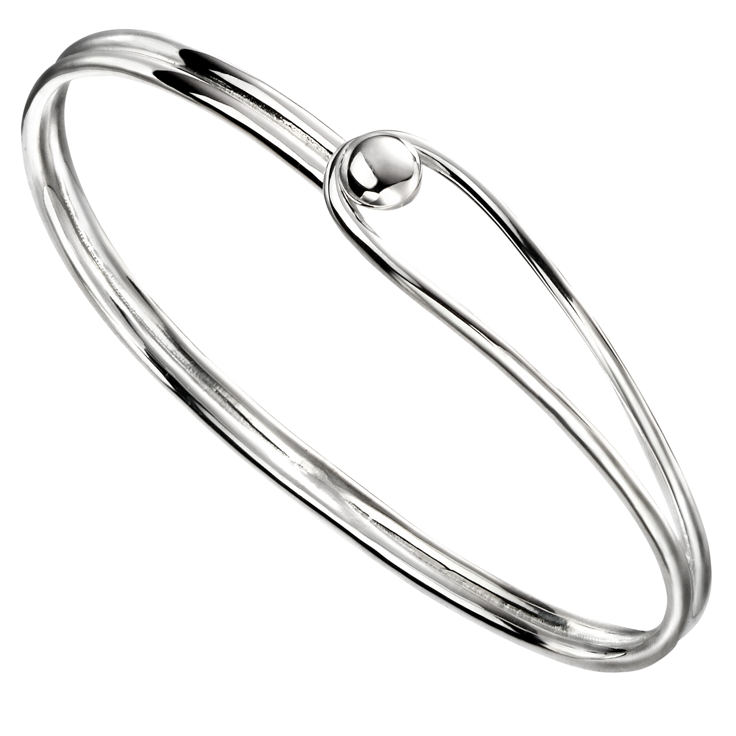Oval Bangle with Feature Ball Clasp