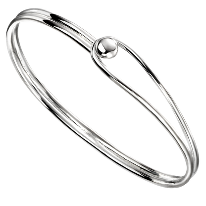 Oval Bangle with Feature Ball Clasp