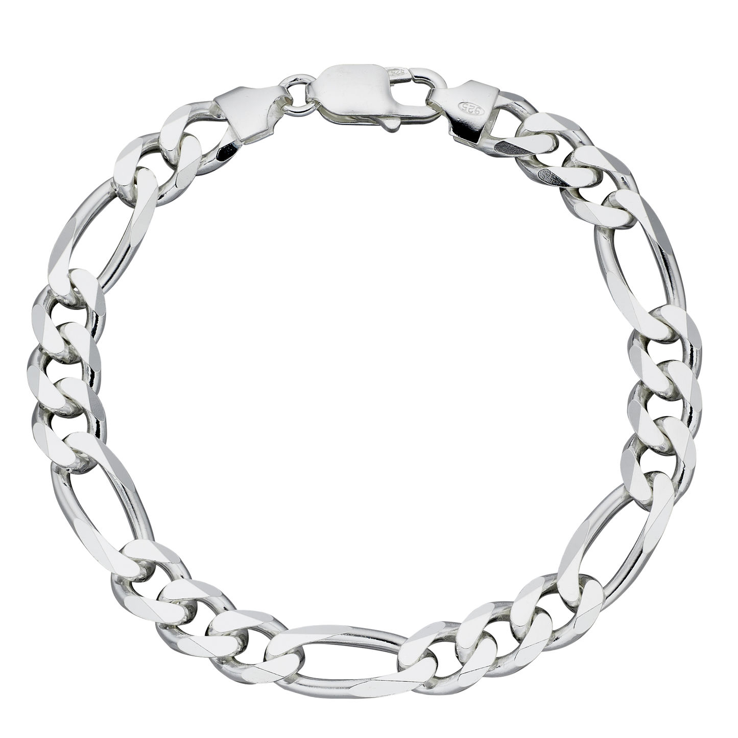 Silver chain bracelet on a white background