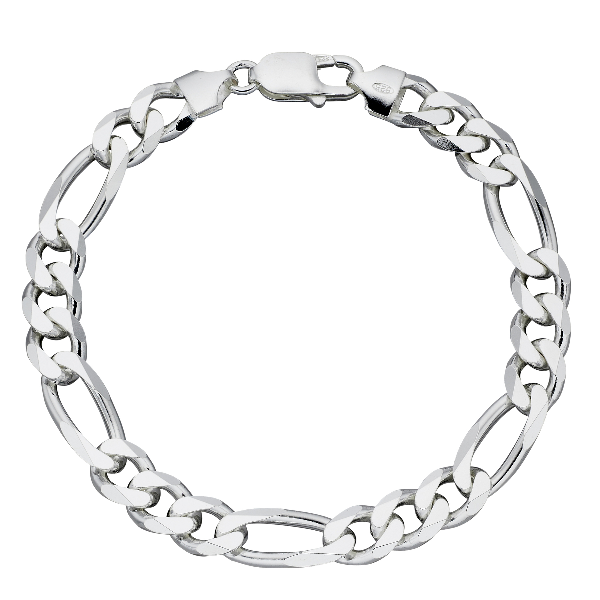 Silver chain bracelet on a white background