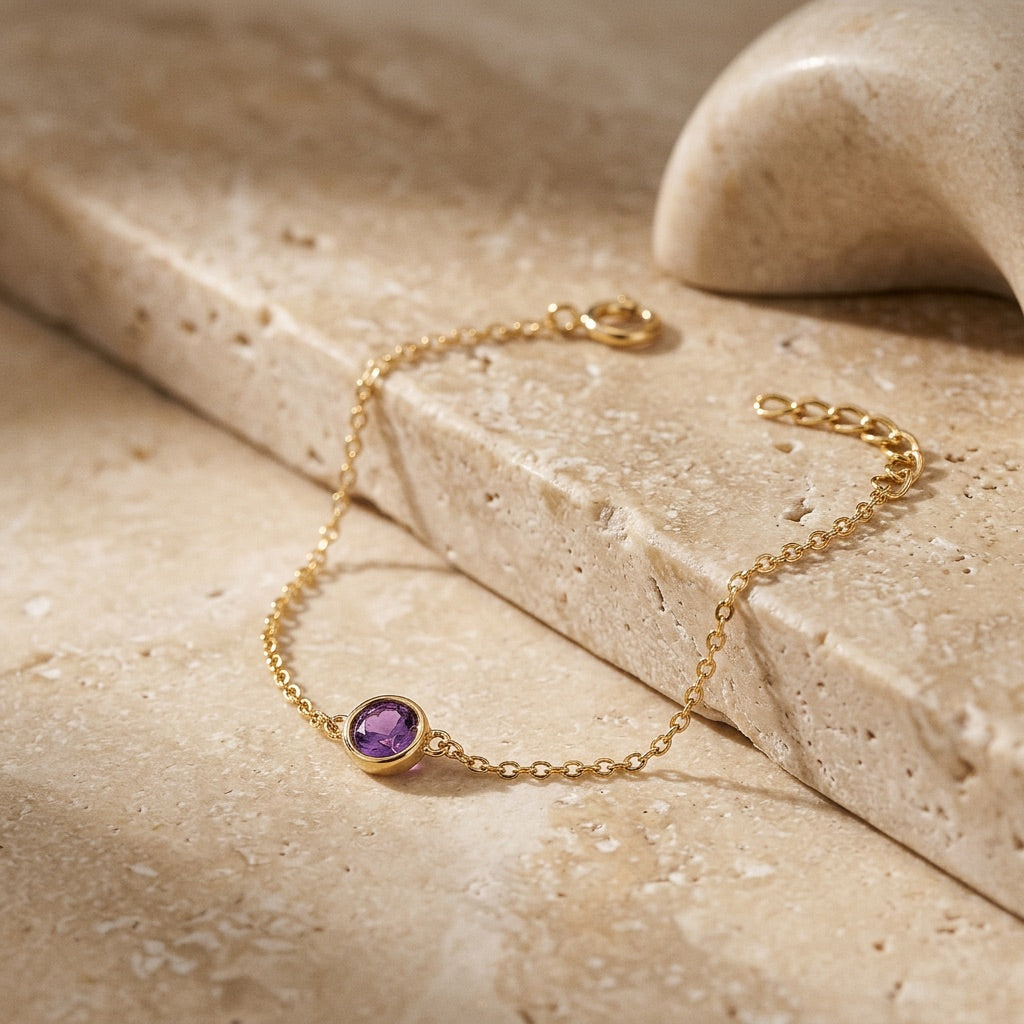 Amethyst Crystal February Birthstone Bracelet