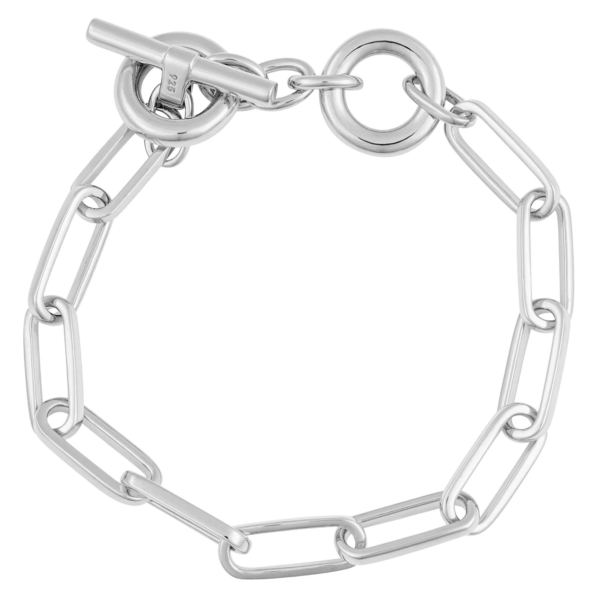 Silver chain bracelet on a white background