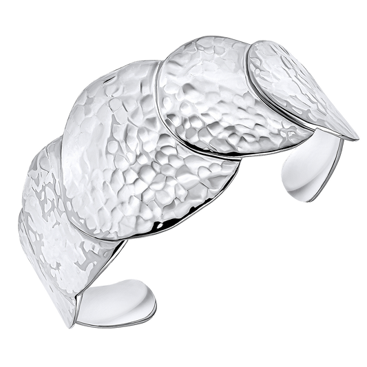Hammered Disc Statement Cuff Bangle on a white background