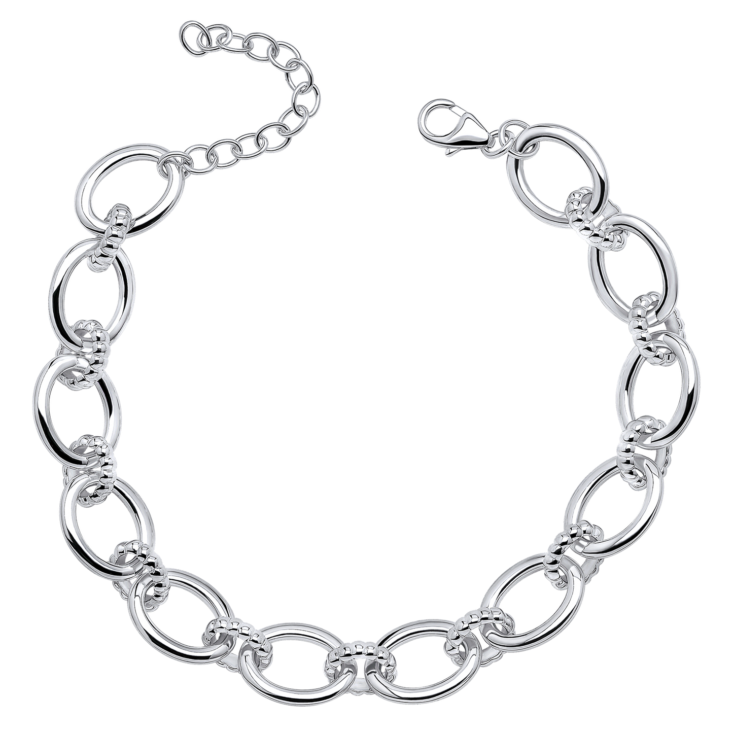 Silver chain bracelet on a white background