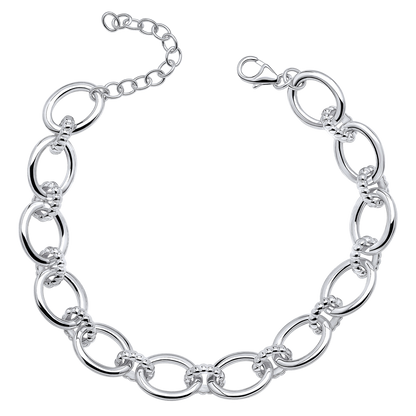 Silver chain bracelet on a white background