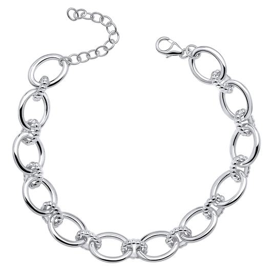 Silver chain bracelet on a white background