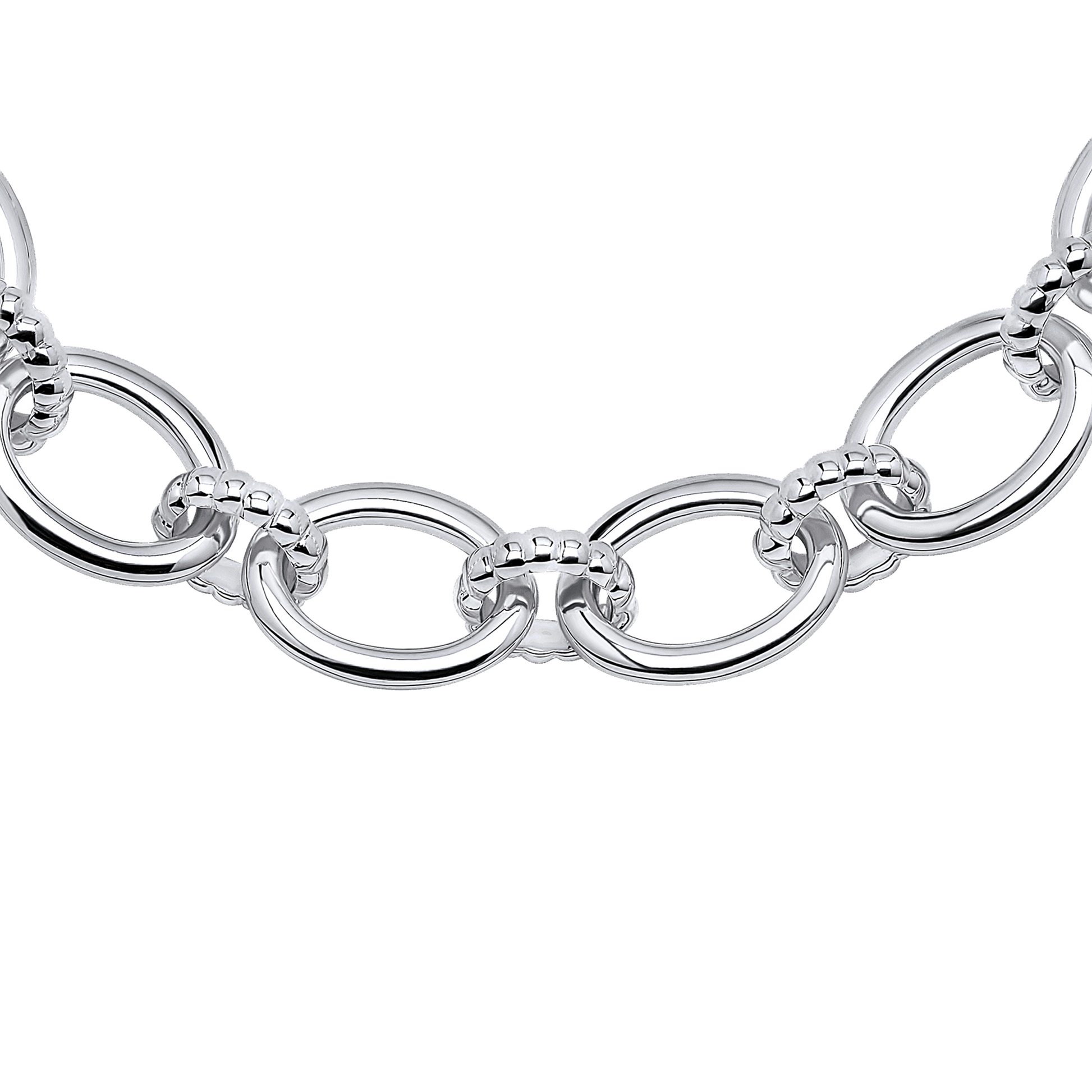 Silver chain necklace on a white background