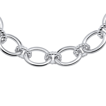 Silver chain necklace on a white background