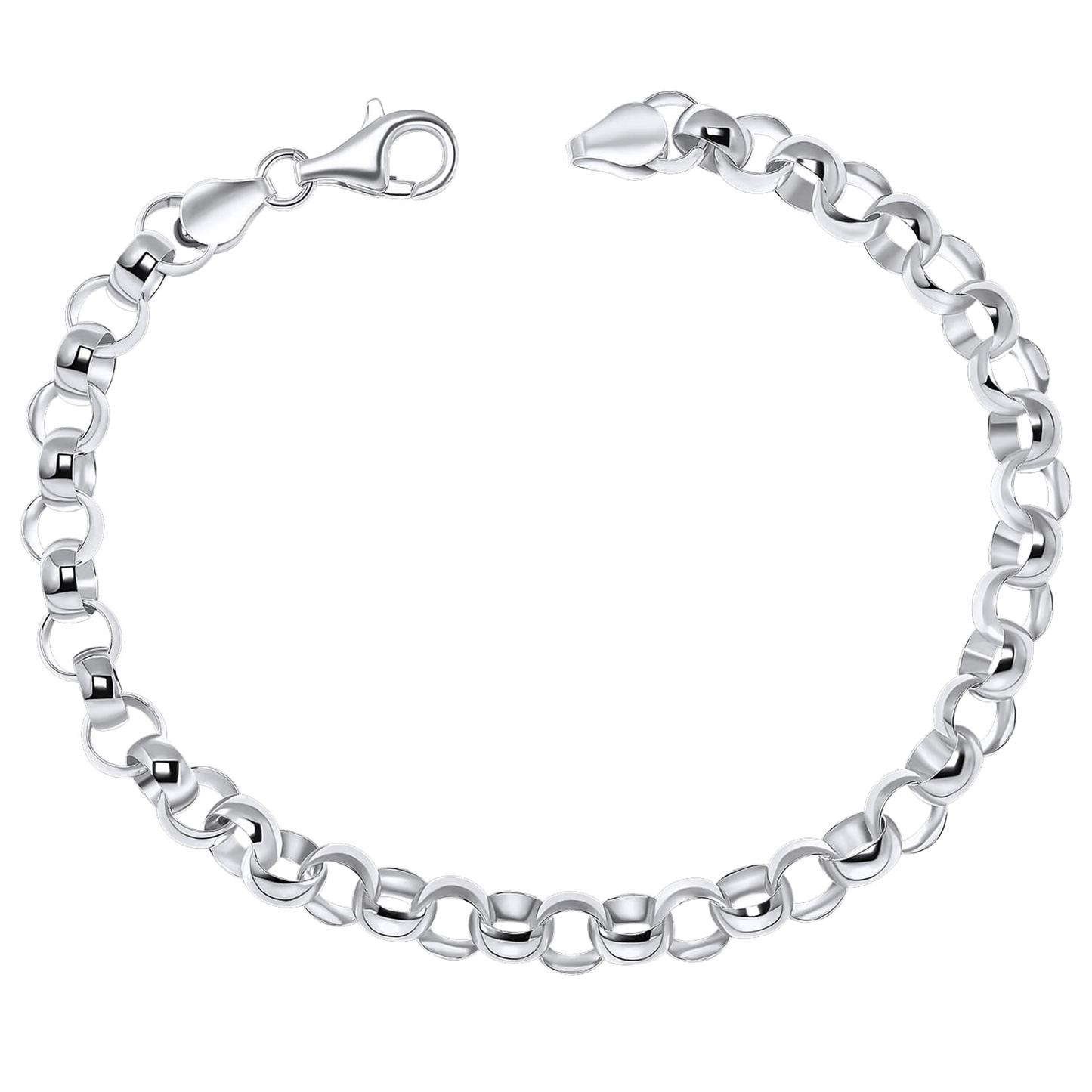 Silver chain bracelet on a white background