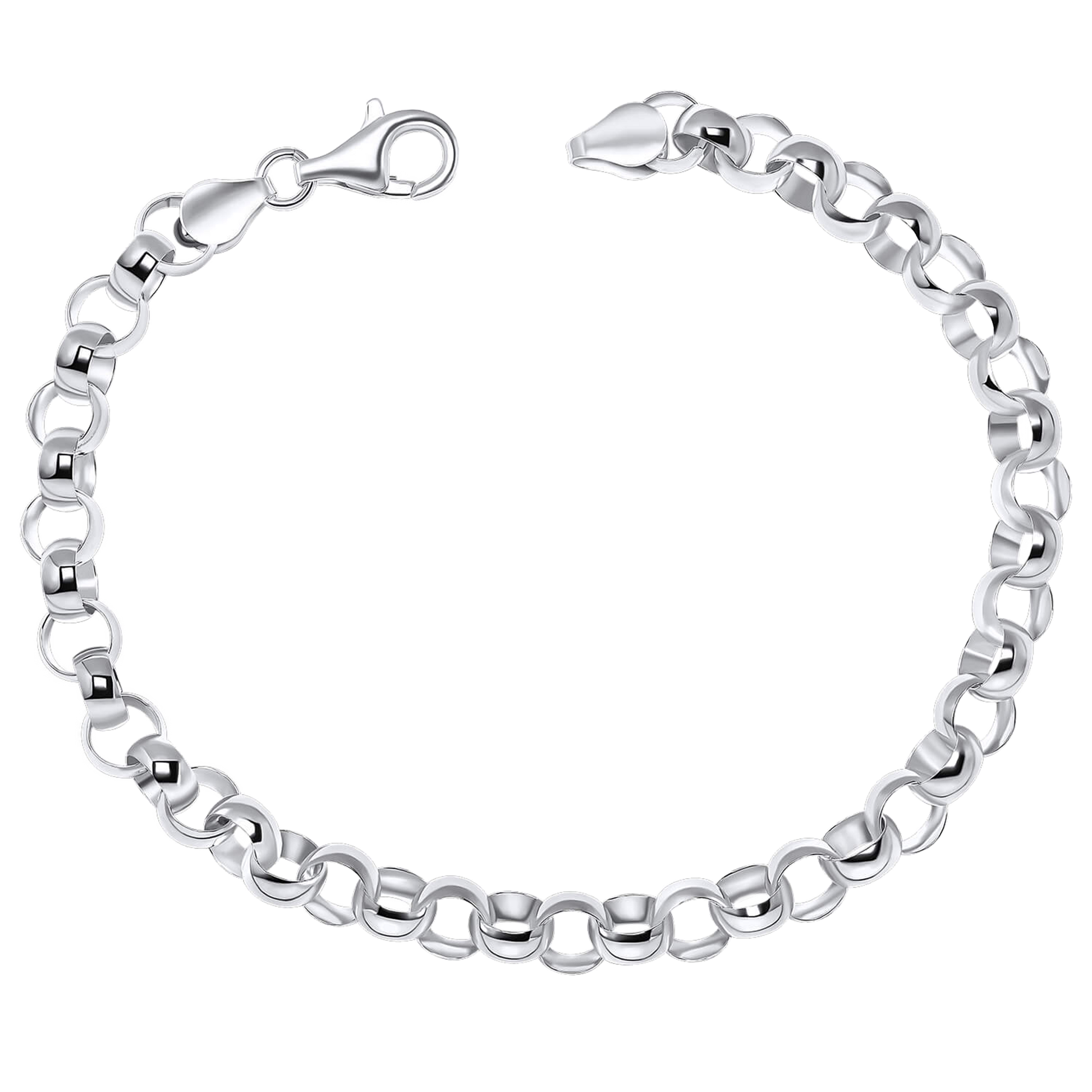 Silver chain bracelet on a white background