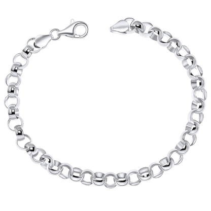 Silver chain bracelet on a white background