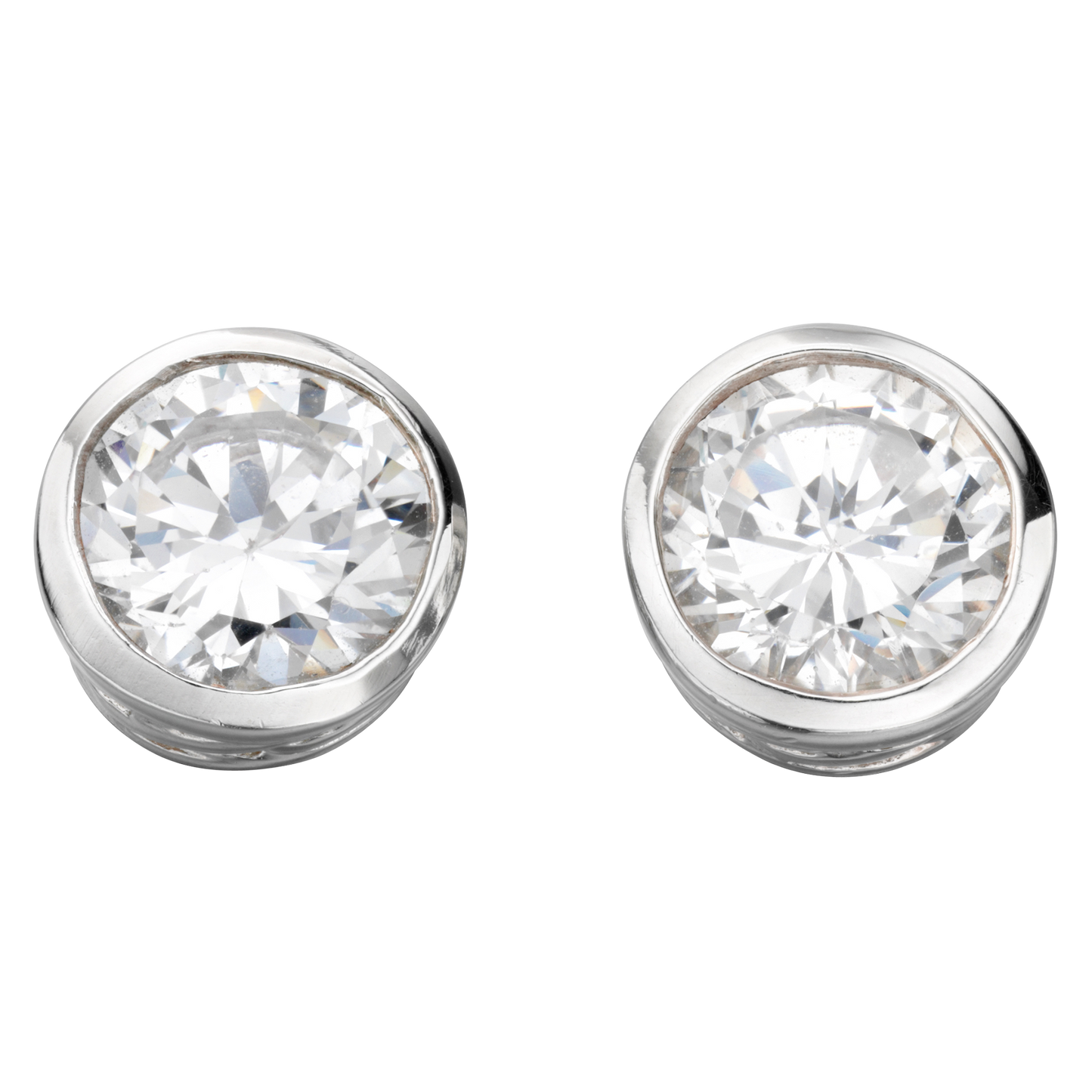 Round Stud Earrings with Cubic Zirconia
