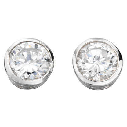 Round Stud Earrings with Cubic Zirconia
