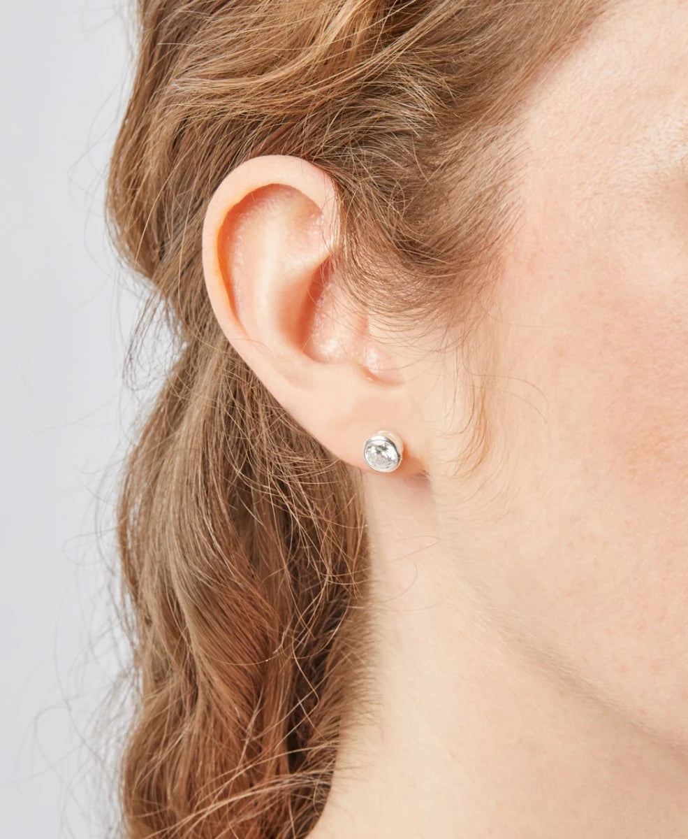 Round Stud Earrings with Cubic Zirconia
