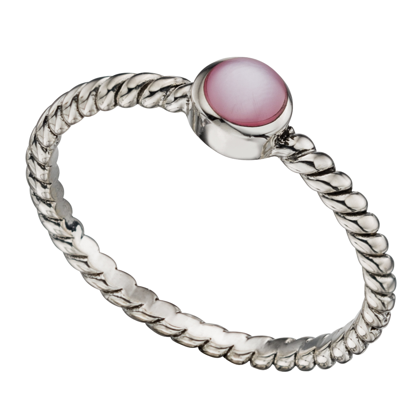 Twisted Pink Pearl Ring on a white background