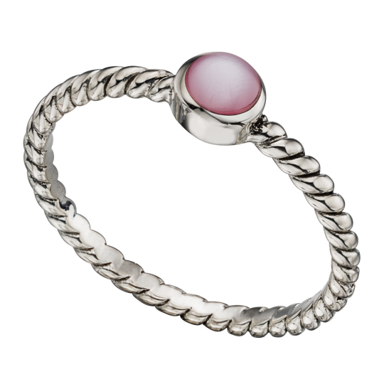 Twisted Pink Pearl Ring on a white background