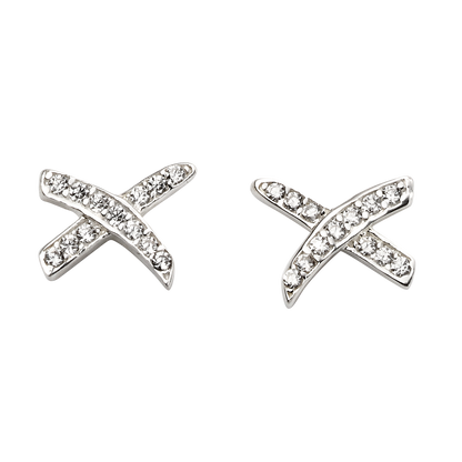 Kiss Shaped Cross Earrings with Cubic Zirconia