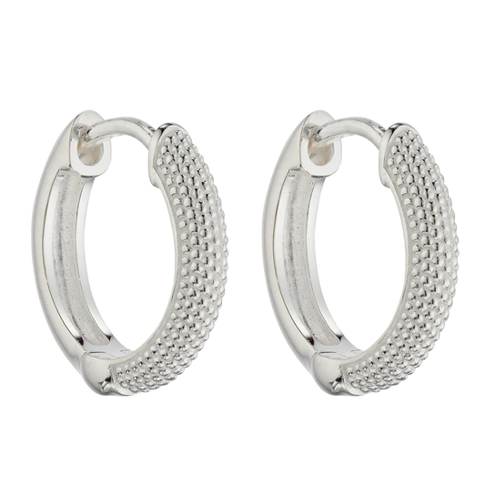 Micro Bead Textured Hoop Earrings 13mm