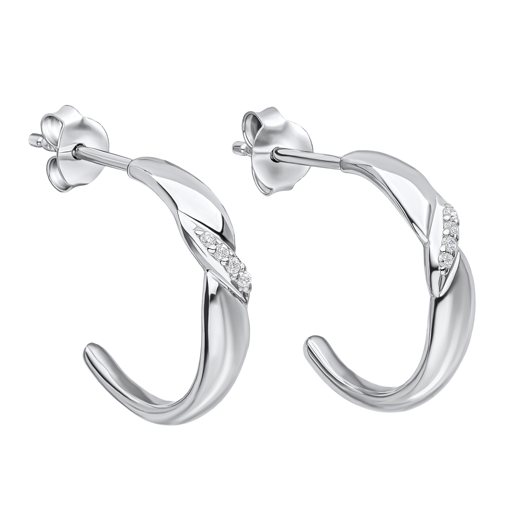Twist 3/4 Hoop Earrings with Cubic Zirconia