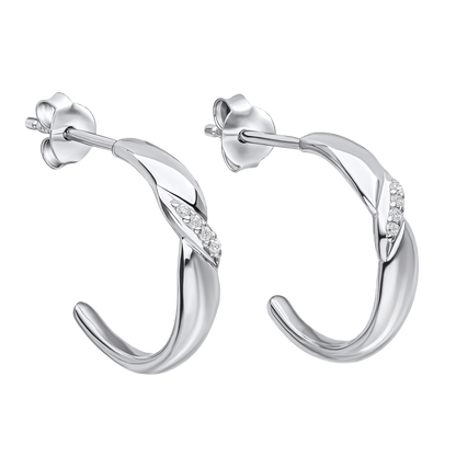 Twist 3/4 Hoop Earrings with Cubic Zirconia