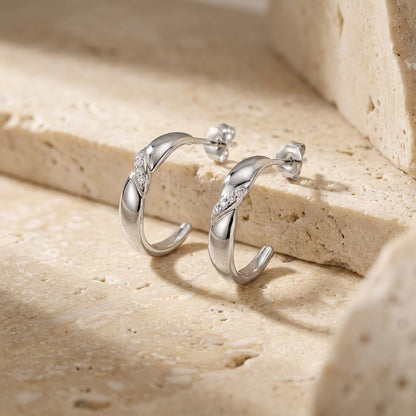 Twist 3/4 Hoop Earrings with Cubic Zirconia