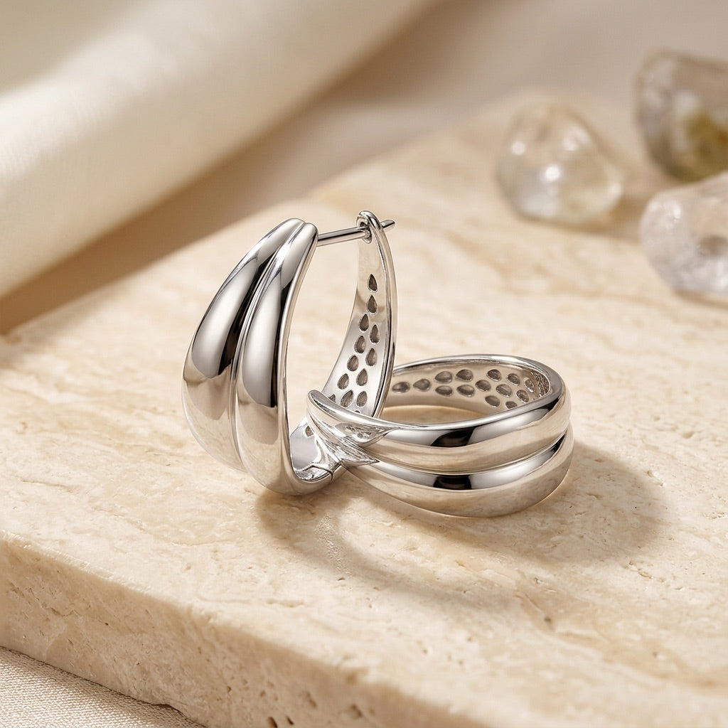 Organic Wave Hoop Earrings