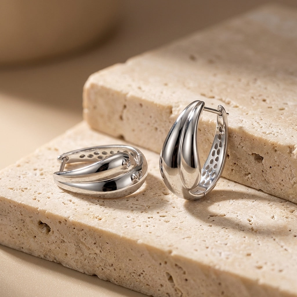 Organic Wave Hoop Earrings