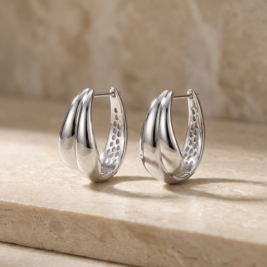 Organic Wave Hoop Earrings