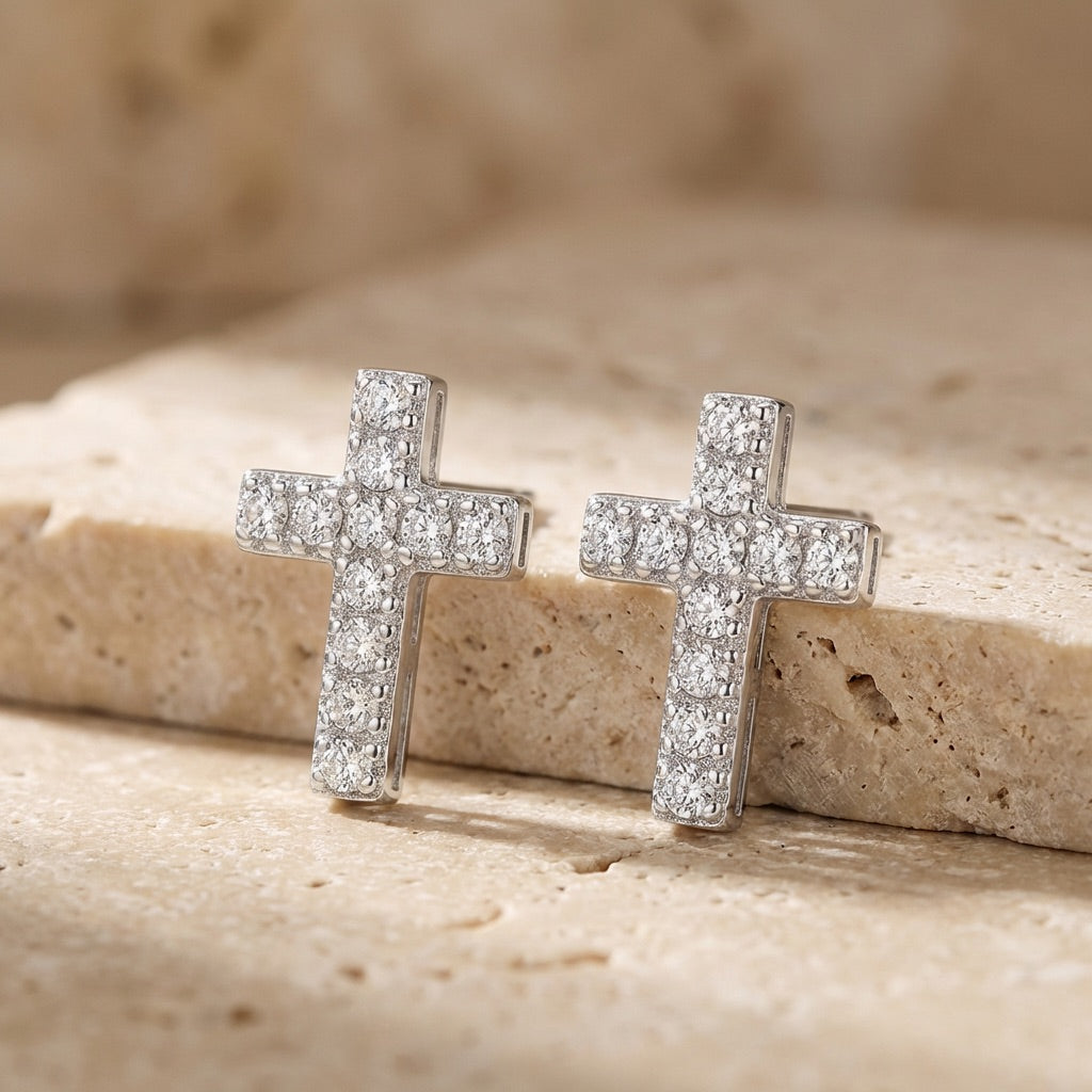 Small Cross Stud Earrings