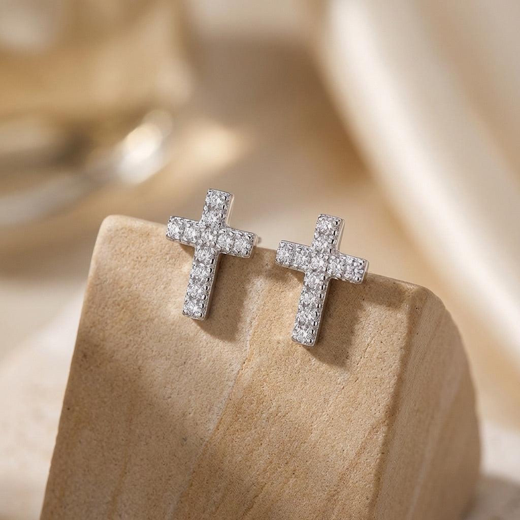 Small Cross Stud Earrings