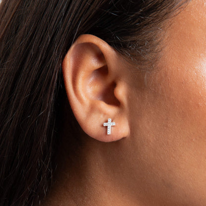 Small Cross Stud Earrings