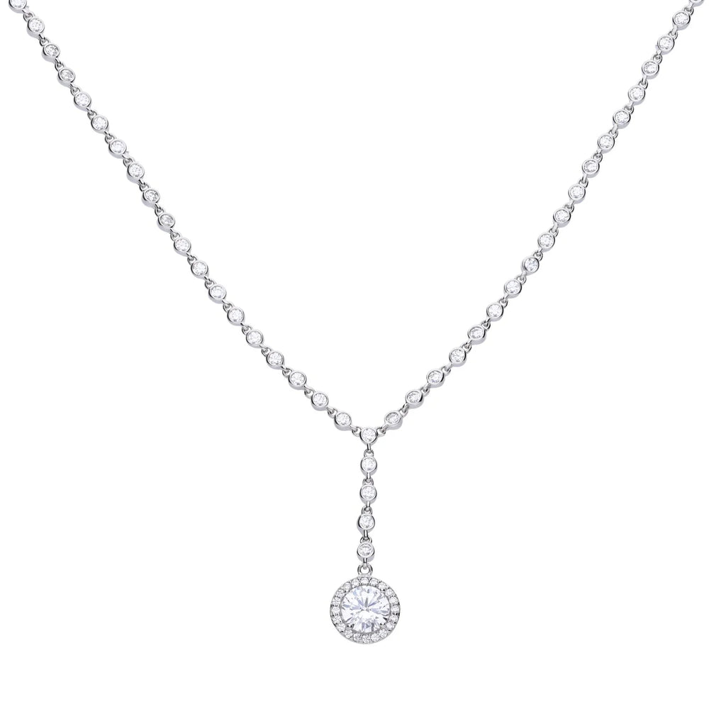 Pavé Set Cubic Zirconia Drop Necklace