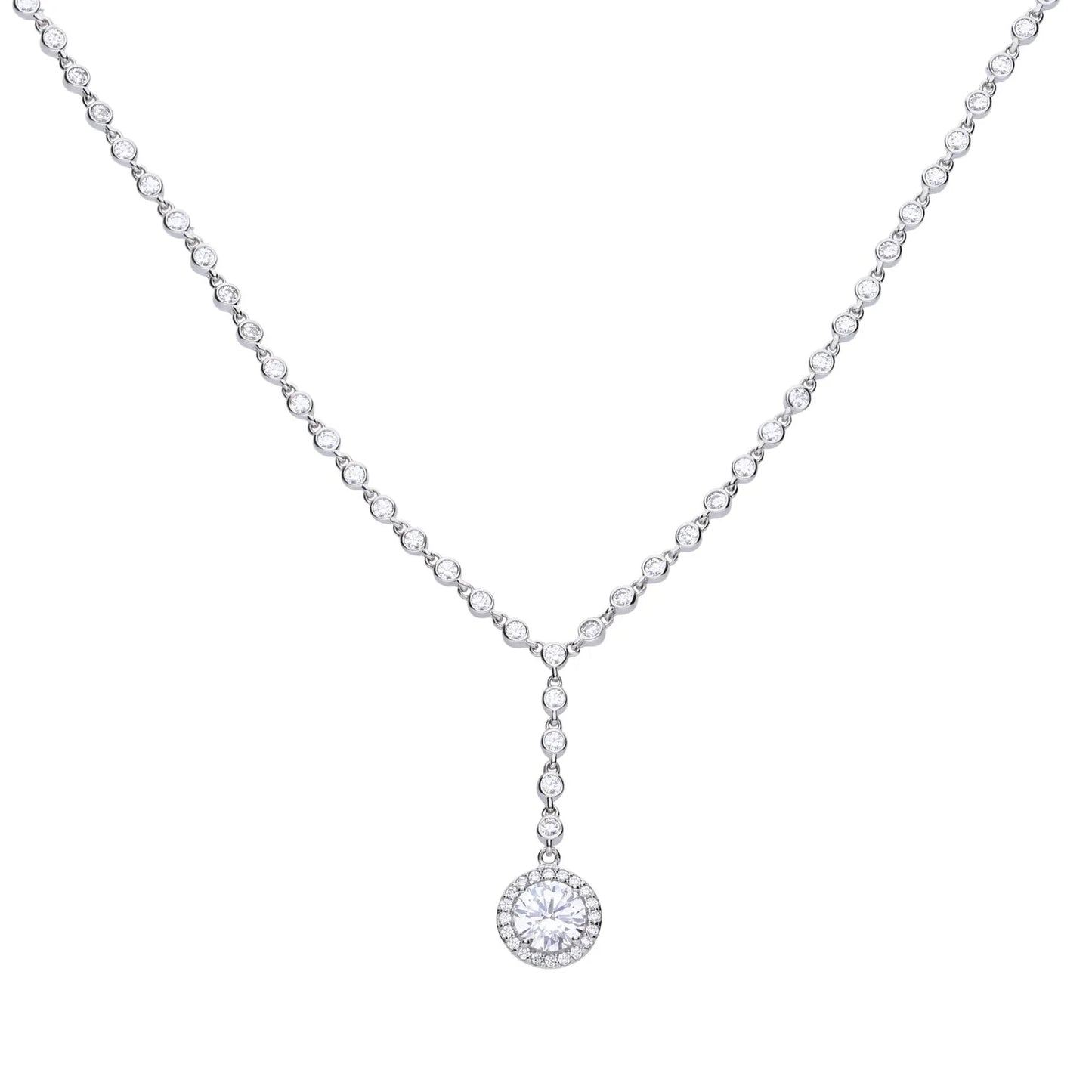 Pavé Set Cubic Zirconia Drop Necklace