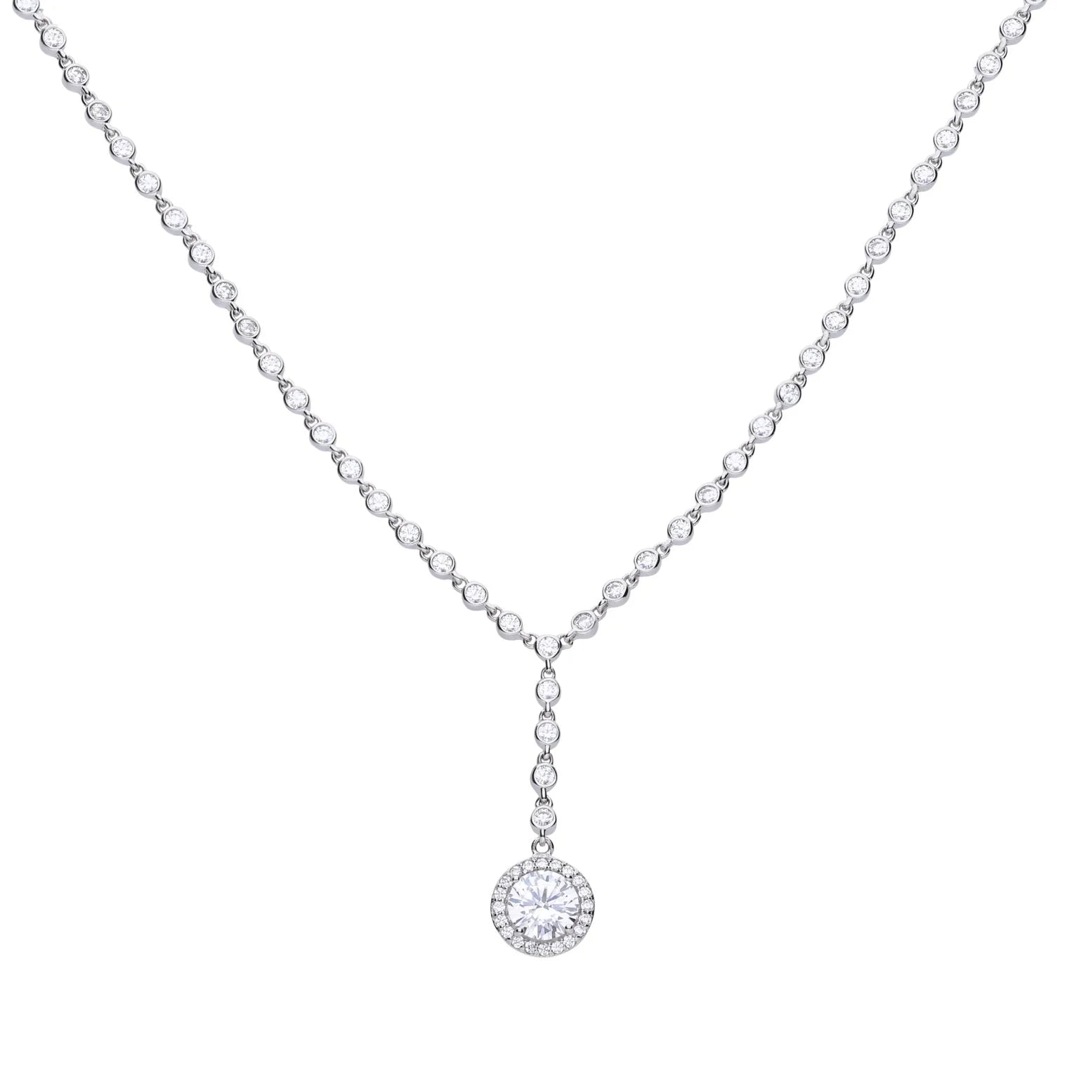 Pavé Set Cubic Zirconia Drop Necklace