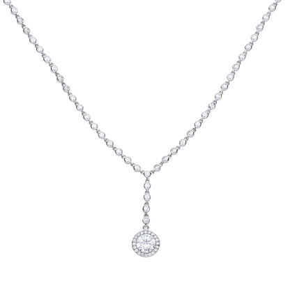 Pavé Set Cubic Zirconia Drop Necklace