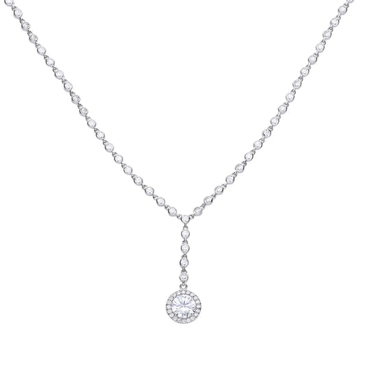 Pavé Set Cubic Zirconia Drop Necklace