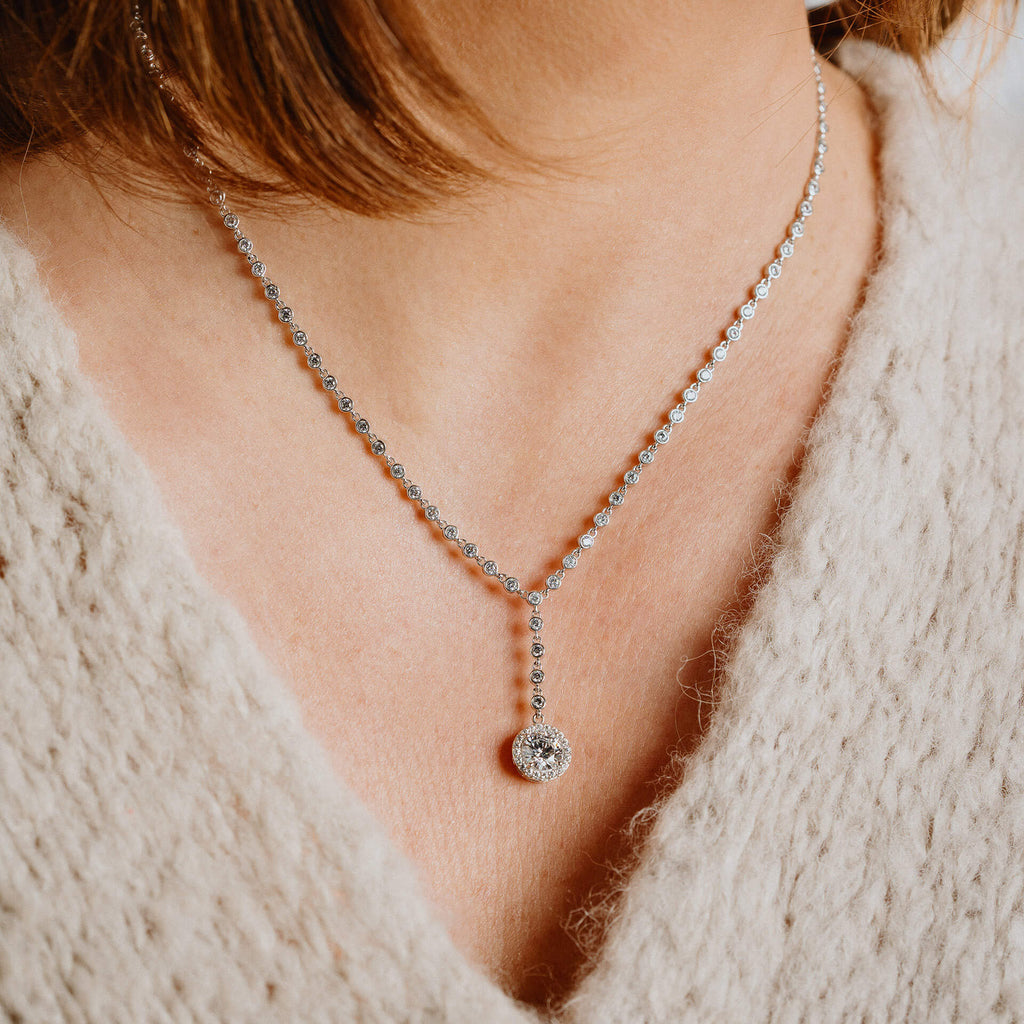 Pavé Set Cubic Zirconia Drop Necklace