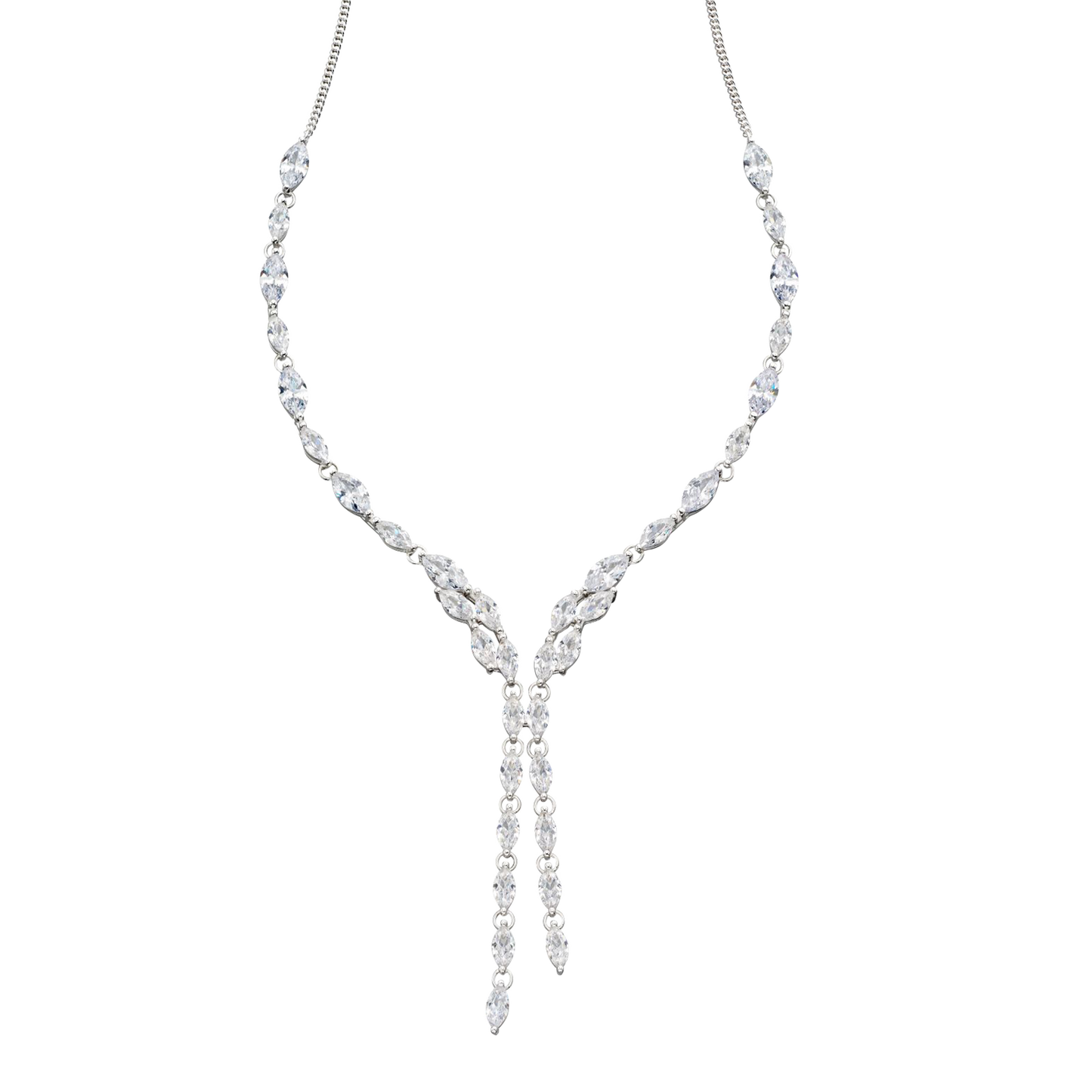 Cubic Zirconia Marquise Statement Necklace on a white background