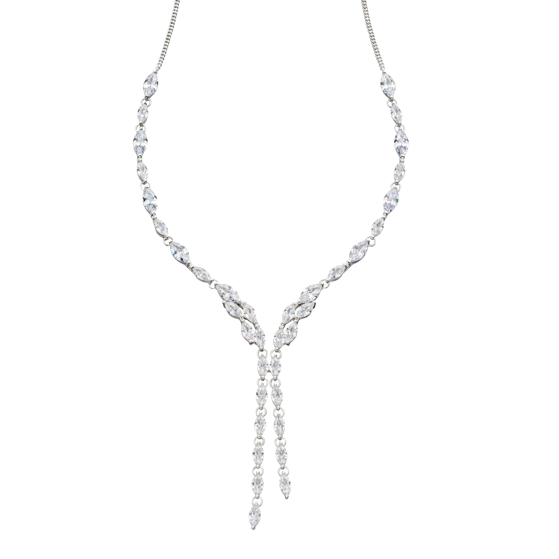 Cubic Zirconia Marquise Statement Necklace on a white background