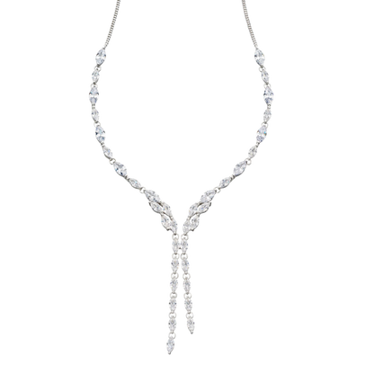 Cubic Zirconia Marquise Statement Necklace on a white background