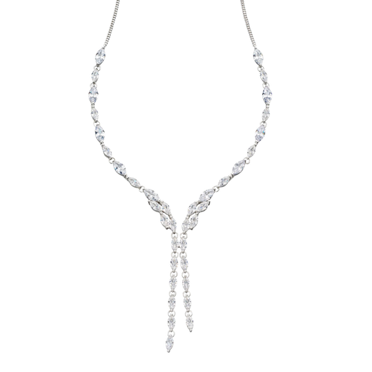 Cubic Zirconia Marquise Statement Necklace on a white background