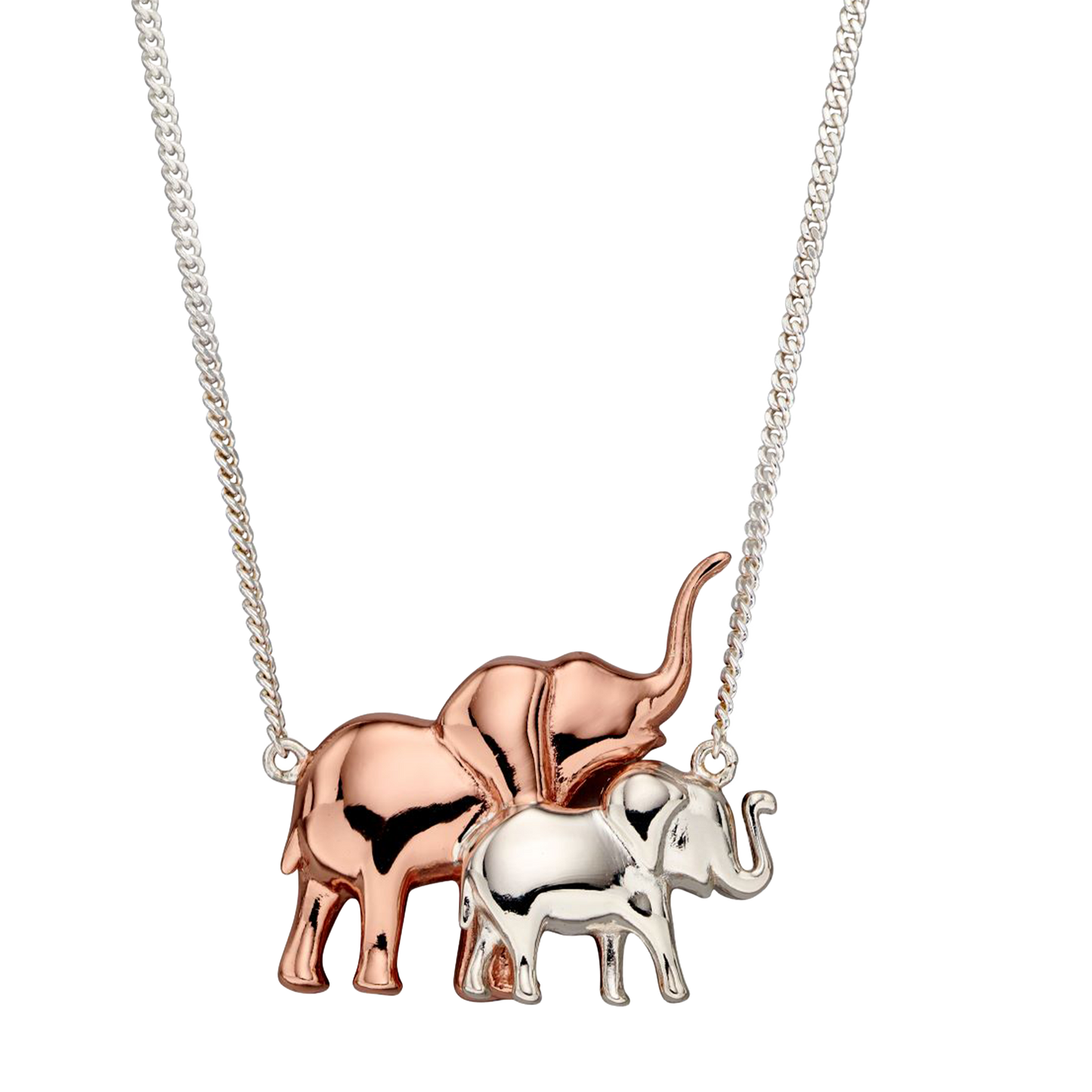 GN4365N - Mum and Baby Elephant Necklace with Rose Gold Plated Detail
