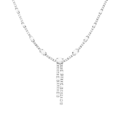 Oval & Round Zirconia Drop Necklace