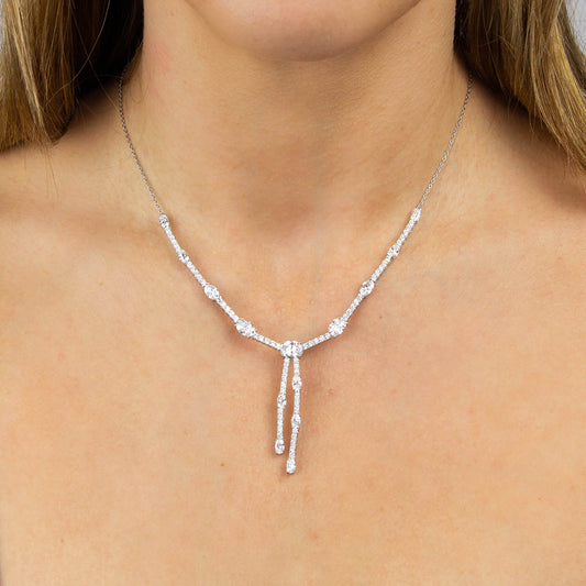 Oval & Round Zirconia Drop Necklace