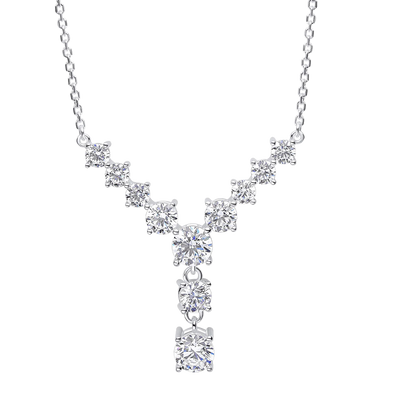 Gradient Lariat Silver Necklace