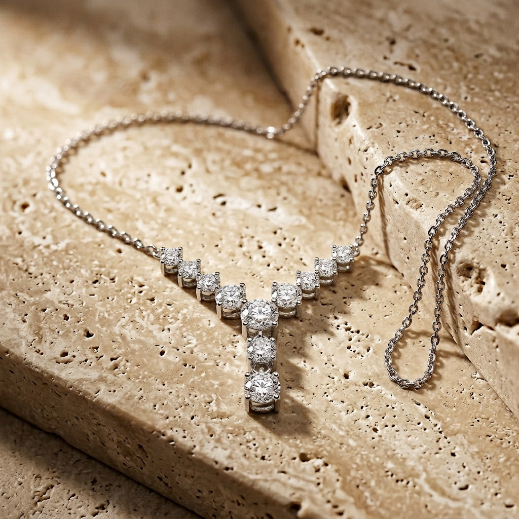 Gradient Lariat Silver Necklace